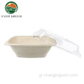 Bagasse Pulp Salad Container Square Bowl Food Container